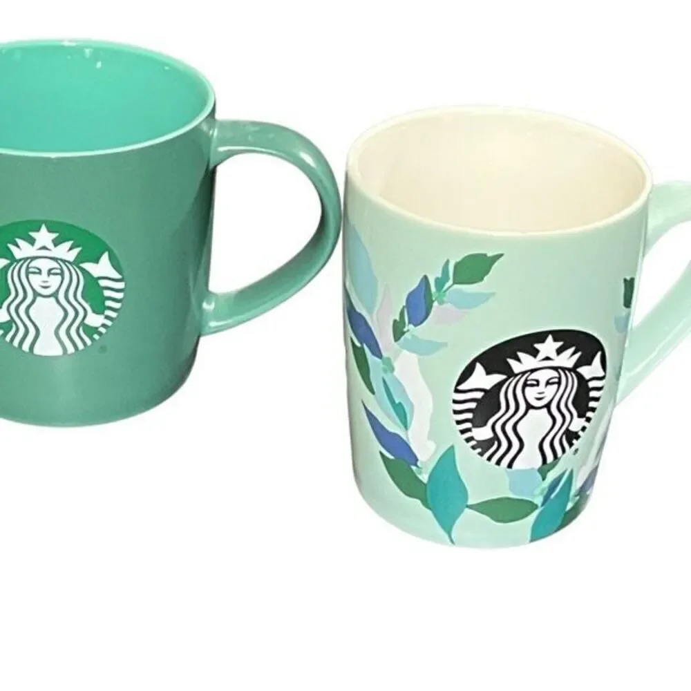 Starbucks Green 10 oz Coffee Mug with Handle lot of 2
